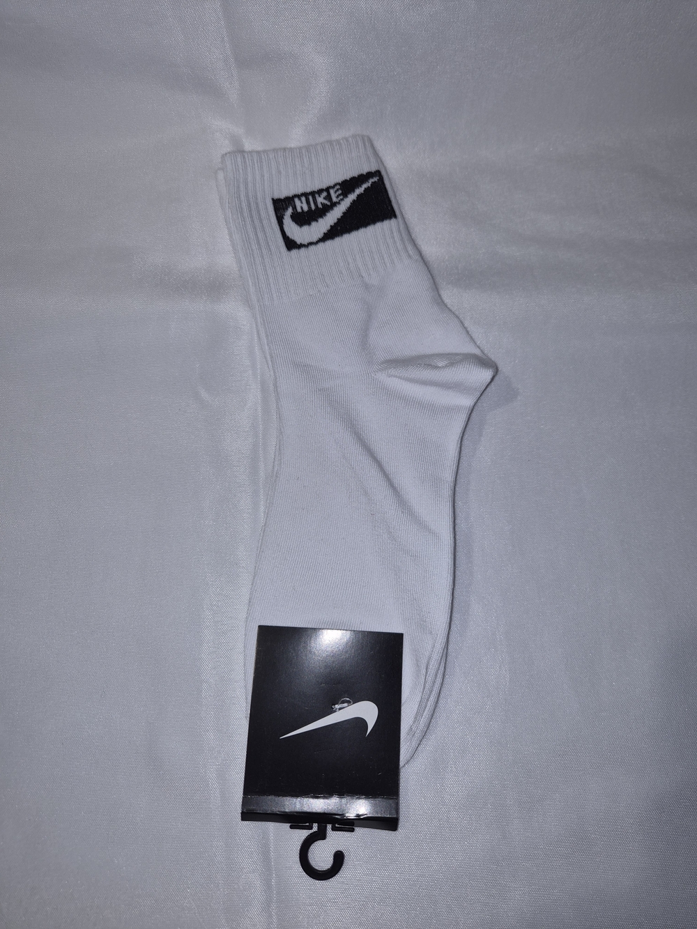 Nike White Crew Socks with Black Logo - Athletic Comfort